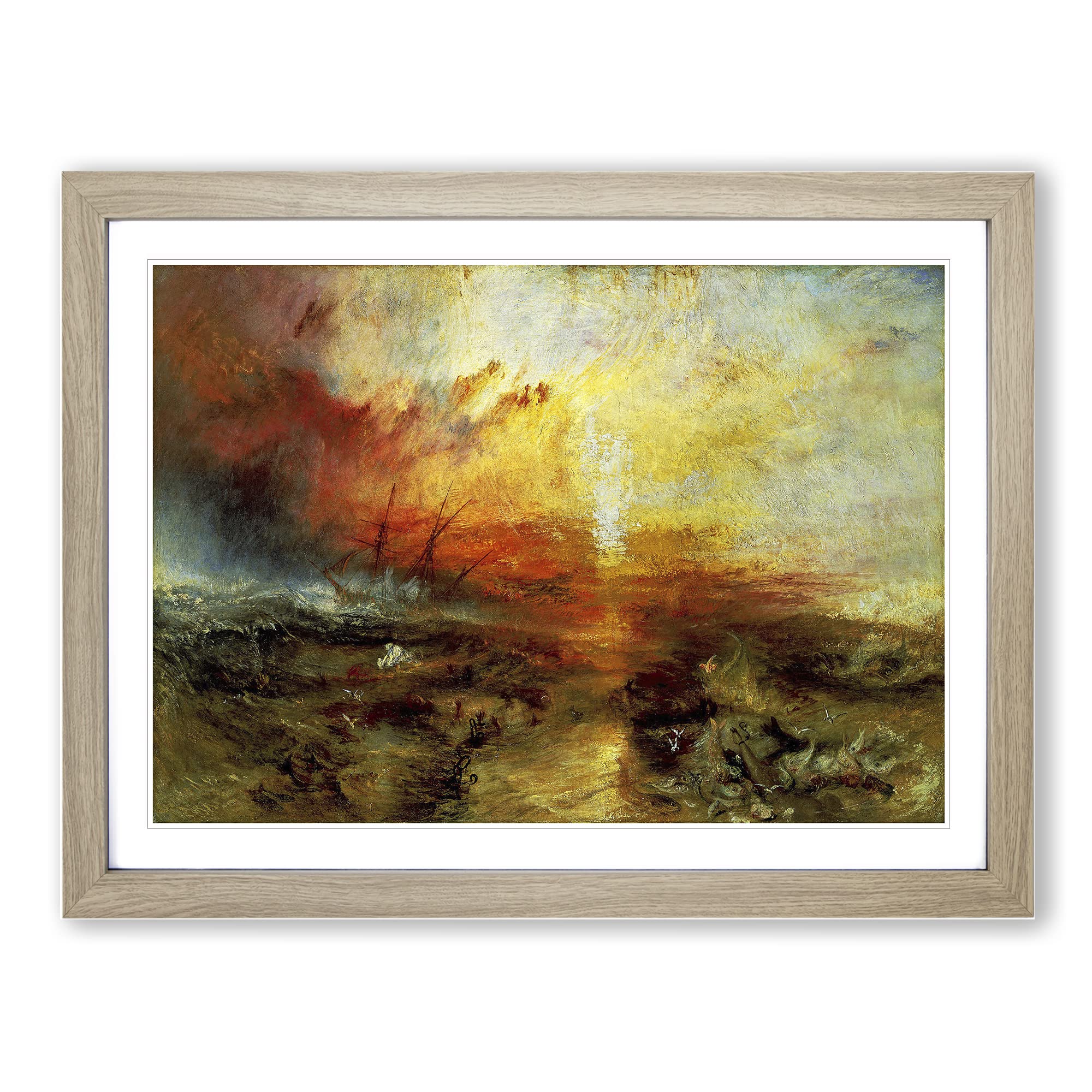 J.M.W. Turner The Slave Ship Classic Painting Framed Print | A4 Oak Framed Wall Art | Ready to Hang | Classic Vehicle Picture | Living Room Bedroom Lounge Office
