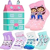 Gabby's Dollhouse 5 Pack Socks for Girls, Toddlers with Gift Box, Calf Length Character Socks, Gifts for Girls