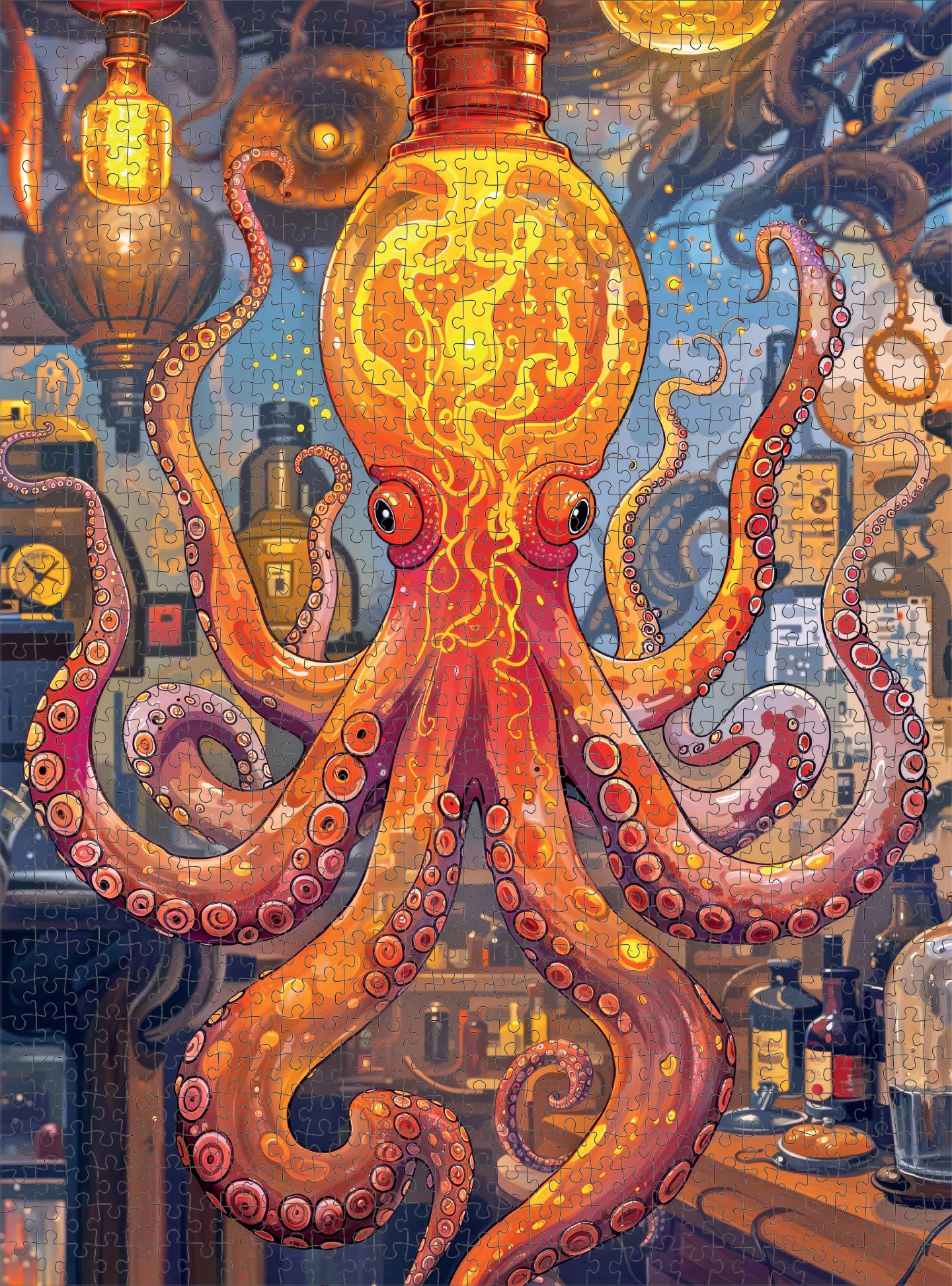 Cross & Glory 1000 Piece Jigsaw Puzzle for Adults | Octopus Alchemy: The Lava Experiment | Marine Ocean Artwork Puzzle | Challenging Brain Teaser | Satin Finish | 20x27 Inches