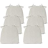 IASEAHK Chair Cushions for Dining Chairs Set of 6, Non Slip Kitchen Chair Pads, 17" x 16" x 2", Indoor Dining Chair Cushions with Ties, D-Shaped Seat Cushions for Kitchen Chairs, Beige