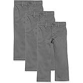 Amazon Essentials Boys and Toddlers' Uniform Straight-Fit Flat-Front Chino Khaki Pants, Multipacks