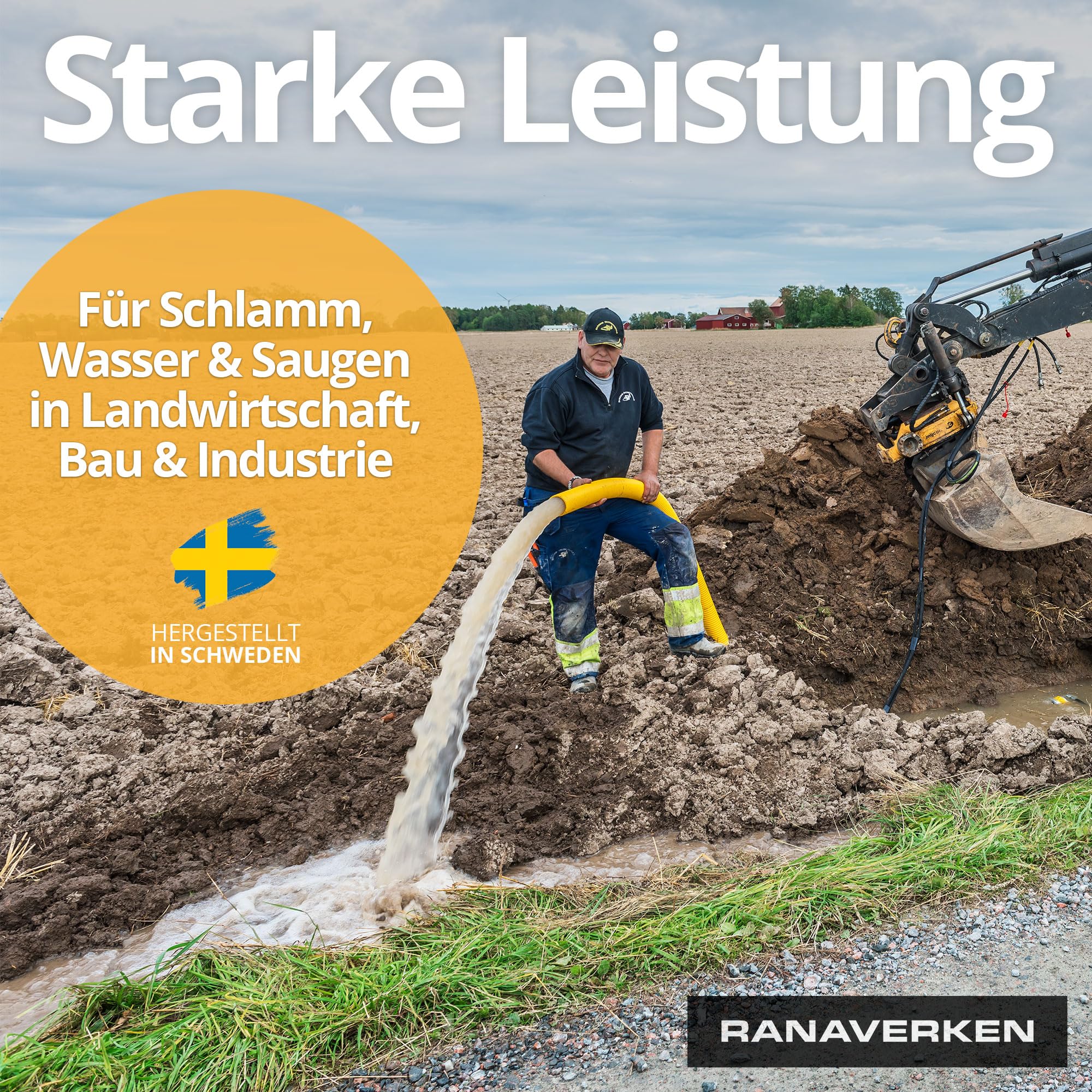 Hydraulikpumpe 100 – Hochleistungs-Schmutzwasserpumpe mit Turbinen-System | Hydraulisch betriebene Tauchpumpe für Landwirtschaft, Bau & Notentwässerung | 2,0 kW, Robust & Effizient 2