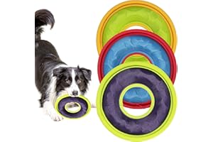HONGEZEY 3 Pcs Flying Discs, Interactive Flyer Toys, Feedable Lightweight Catch and Fetch Toys for Small Medium Large Dogs, Floats in Water & Safe on Teeth, 9.05 Inch