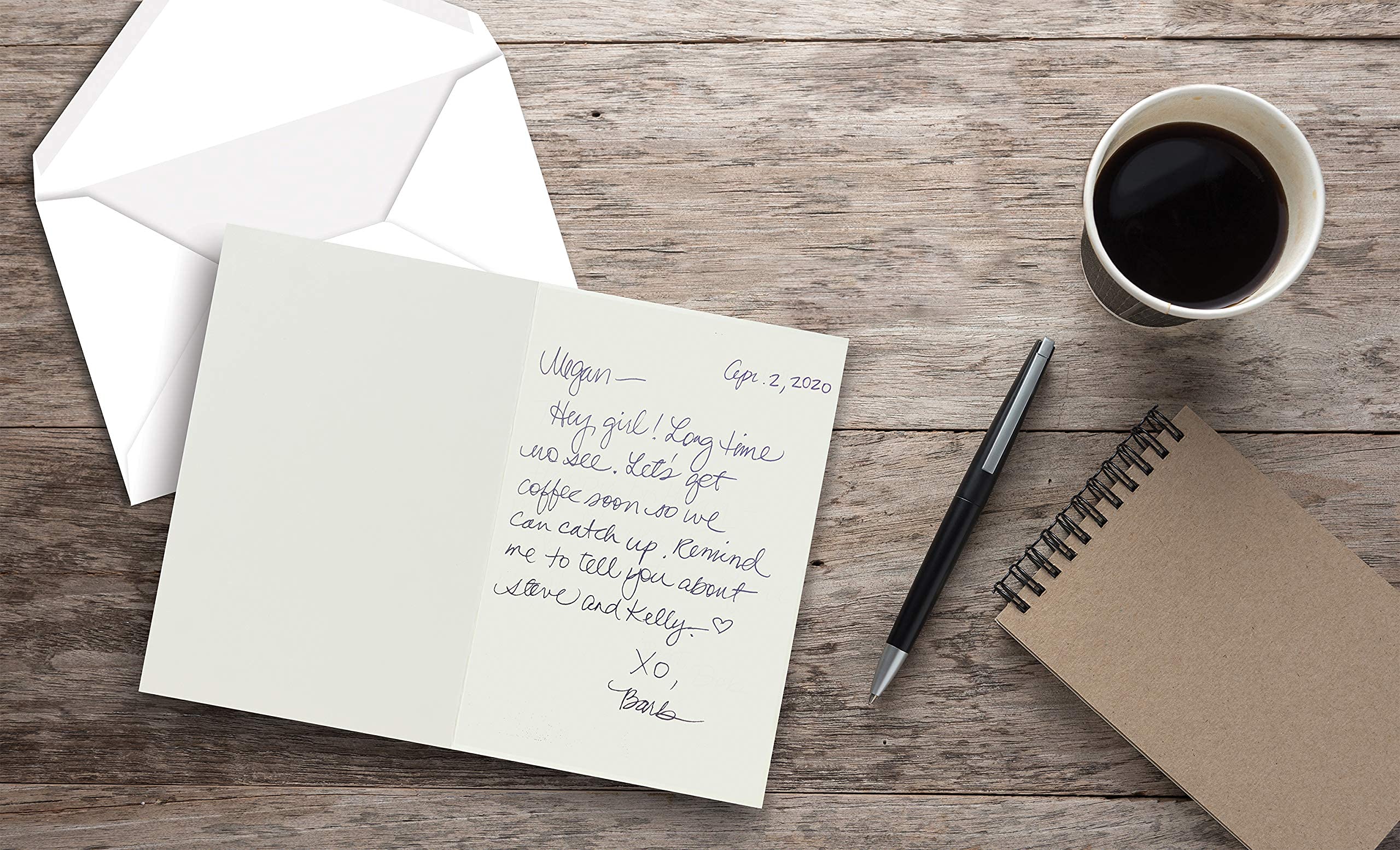 Better Office Products Hello Greeting Cards, All Occasion Card, 4 x 6 inch, 4 Elegant Cover Designs, Blank Inside, Thinking of You Cards, Hello Note Cards, with Envelopes, 100 Pack