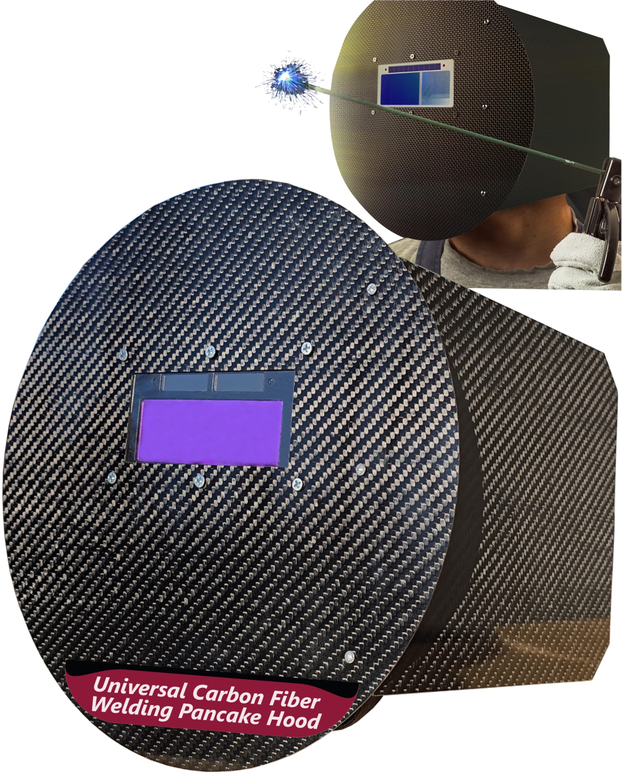 Photo 1 of SturdyShape Pancake Welding Hood Ultralight for Pipeline Welders 10oz Carbon Fiber Pipeliner Helmet, Universal Unique Design for Automotive & Custom Fabrication Workers