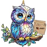 Owl Christmas Ornaments - Owl Suncatcher Ornaments for Christmas Tree 2025 - Stained Glass Effect Ornament for Decoration - Holiday Keepsake Gifts - Ornament 2025 - White Elephant Gifts