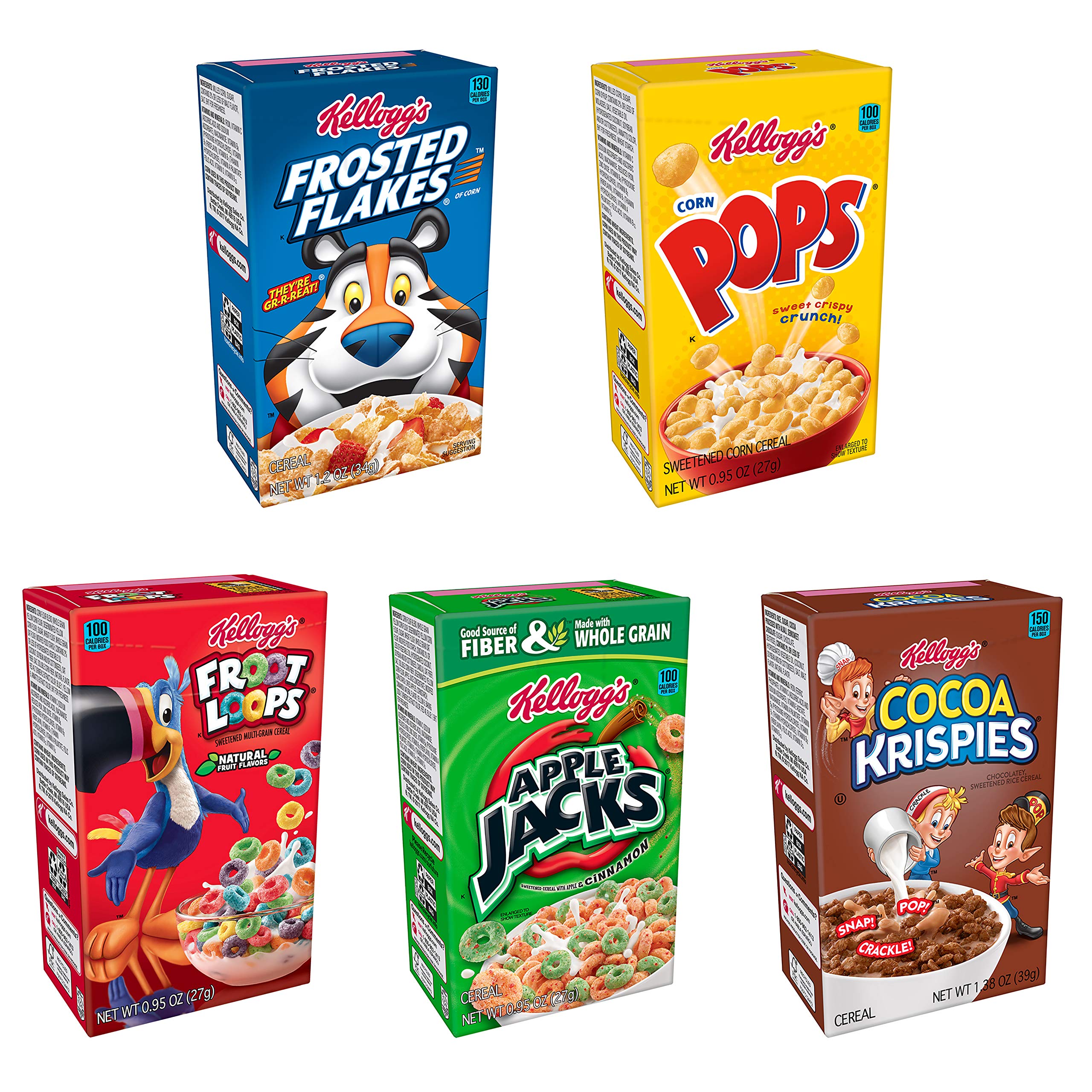 Kellogg's Kids Cereal Fun Variety Pack Frosted Flakes, Apple Jacks