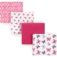 Hudson Baby Unisex Flannel Receiving Blankets, 4-Pack (30x30 Inches, 100% Cotton)