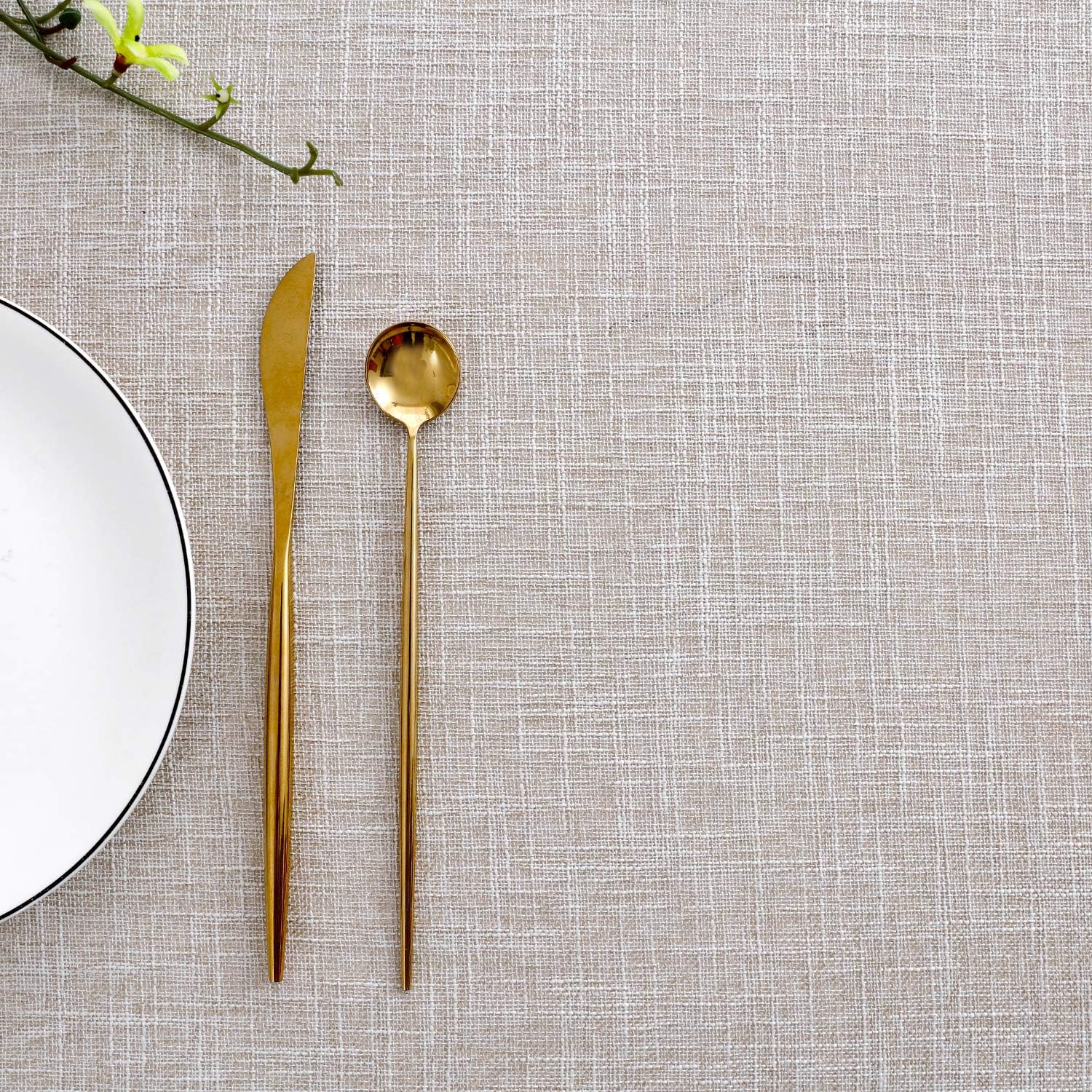 maxmill Flaxy Faux Linen Table Cloth with 2-Tone Slubby Texture Wrinkle Resistant Anti-Shrink Soft Tablecloth for Kitchen Dining Tabletop for Buffet Banquet Rectangle 52 x 70 Inch Linen: Home & Kitchen