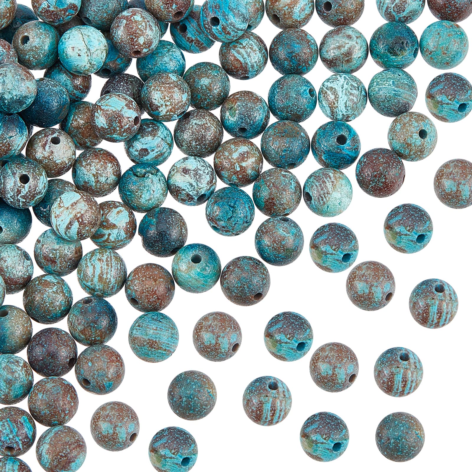 OLYCRAFT 116pcs 6mm Natural Chrysocolla Stone Beads Marble Bead Strands Round Loose Gemstone Beads Energy Stone for Bracelet Necklace Jewelry Making