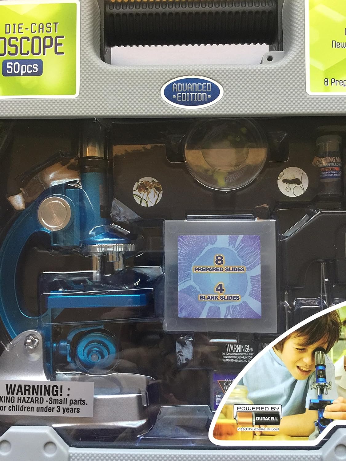 Roll over image to zoom in Deluxe Die-Cast 50 Pcs HD Microscope Set