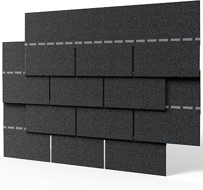 INMOZATA 18pc Asphalt Roof Shingles Self Adhesive 2.61sqm Black 100x33cm