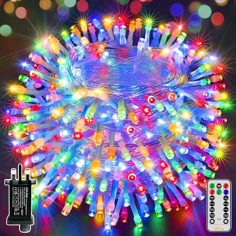 Ollny Fairy Lights Mains Powered 60m 600 LED Multicoloured Outdoor String