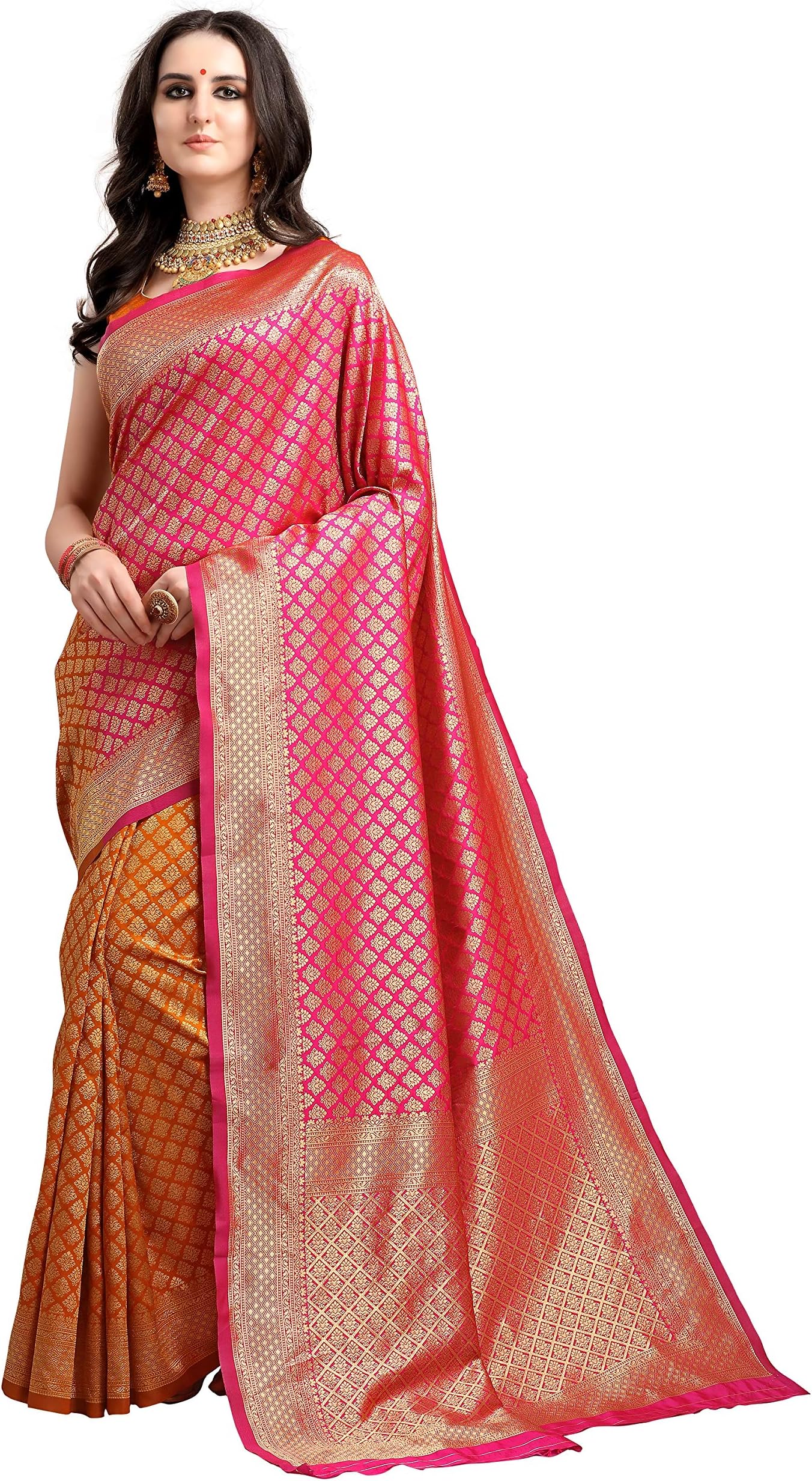 EthnicJunction Women's Kanchipuram Silk Saree With Unstiched Blouse Piece