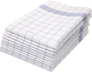 ZOLLNER 10er Set Geschirrtücher, 50x70 cm, 100% Baumwolle, 170 GSM, blau kariert