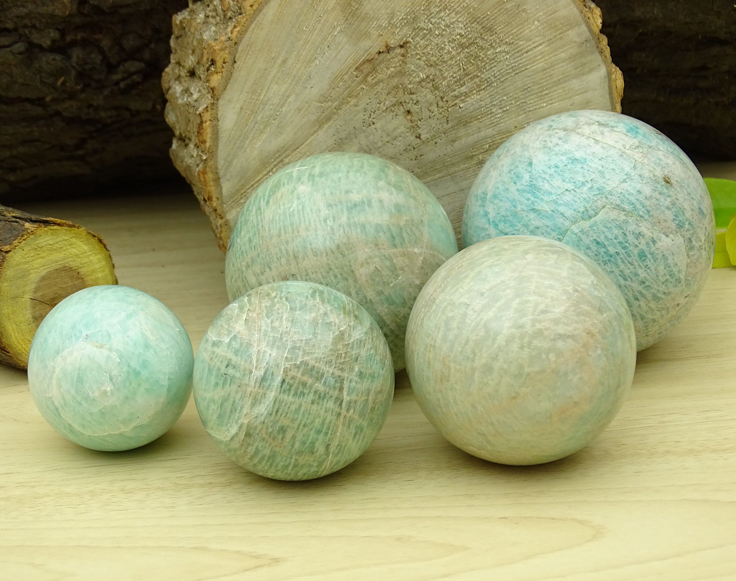 Reikiera Healing Amazonite Sphere Stone Ball With Ring Stand Aura Balancing Metaphysical Natural Gemstone- Choose Size