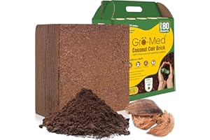 Gro-Med Coco Coir Brick 10 lbs – Expands to 80 Quarts – NPK Enriched Organic Coconut Coir – Potting Soil for Indoor Outdoor Plants, Seed Starter, Vegetables, Mushrooms, Gardening Use