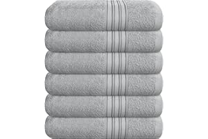 BOUTIQUO Ultra Soft Cotton 6 -Piece Hand Towel Set 16x24 Inch, Ideal for use in Bathroom, Kitchen, Gym, Spa & General Cleaning, Compact & Lightweight Multi Purpose Hand Towels - Light Grey