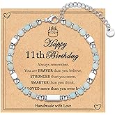 IKIATY 6-21 Years Old Girls Birthday Gifts, Tiny Beaded Bracelets Gifts for Daughter Granddaughter Niece Friends with Happy 6th-21st Birthday Card