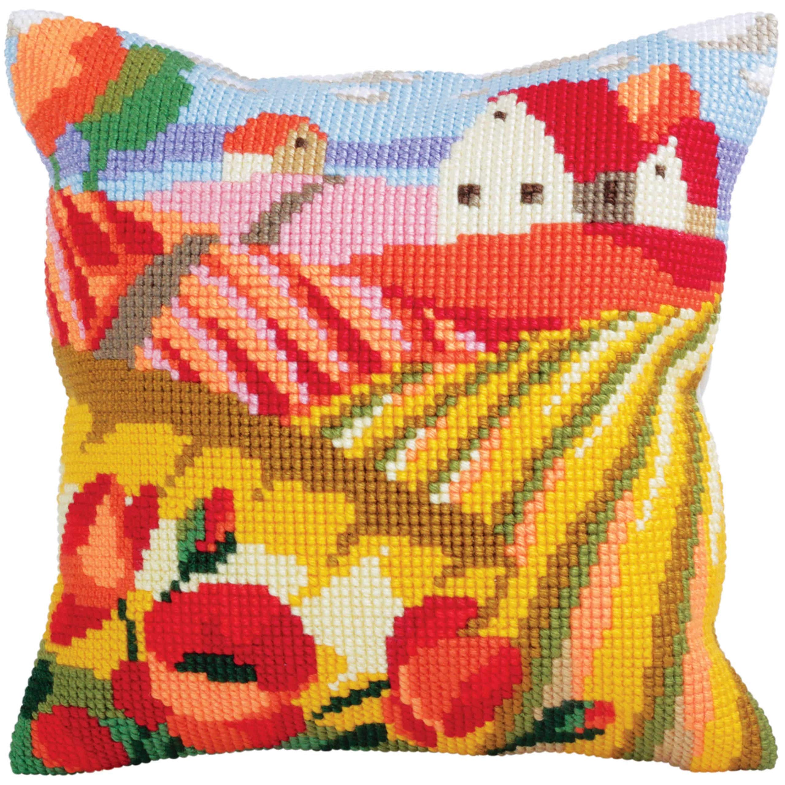 Collection d'Art Cross Stitch Kit: Cushion: Poppy Field, Multi, 40 x 40cm