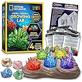 National Geographic Mega Crystal Growing Kit with 6 Crystals for Kids 8-12 | Glow-in-the-Dark Crystal, Light-Up Night Display, 5 Additional Colors, Real Crystal Specimens, Science Kit, Birthday Gift