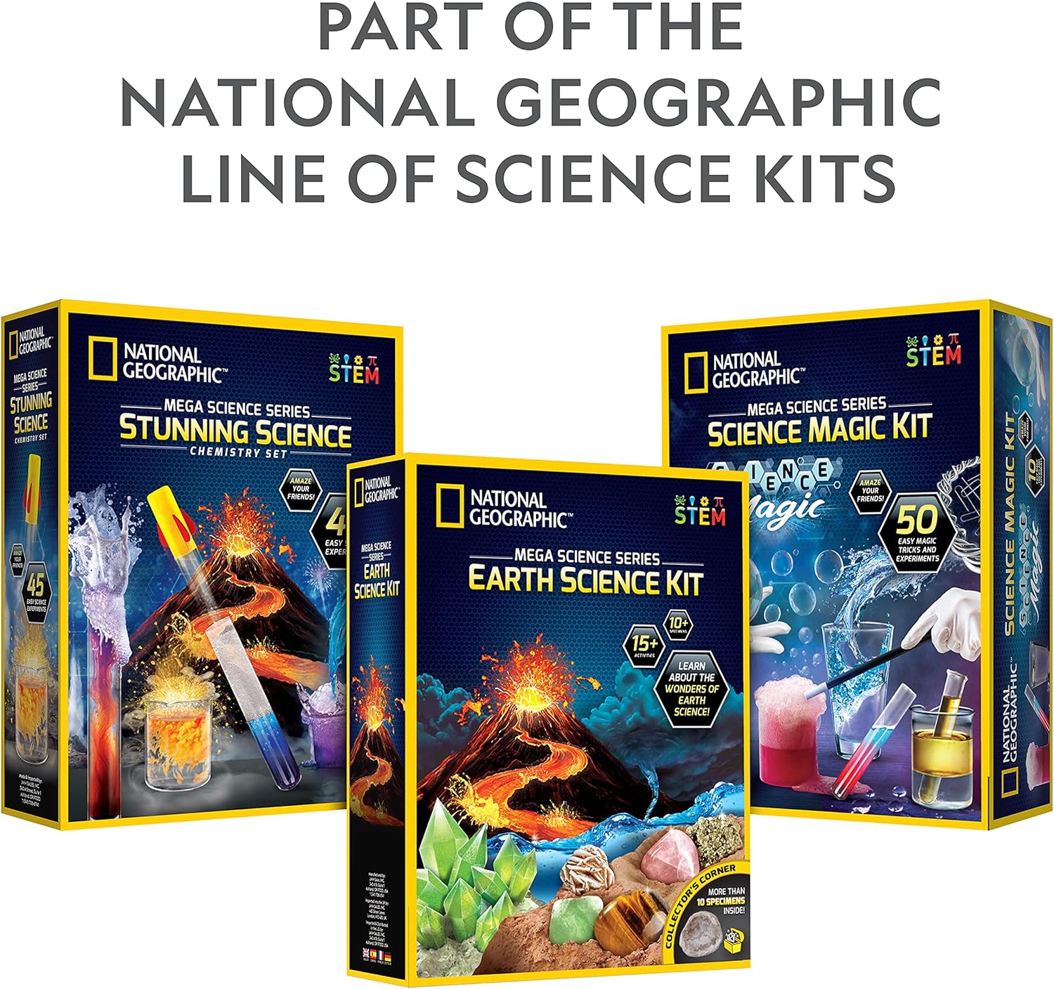 NATIONAL GEOGRAPHIC Stunning Chemistry Set - Mega Science Kit with Over 15 Easy Experiments, Make a Volcano, Launch a Rocket, Create Fizzy Reactions, & More, STEM Toy, an  Exclusive Science Kit: Toys & Games