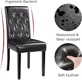 Yaheetech Dining Chairs Set of 2 Modern Faux Leather Brown with Rubberwood Legs view 4