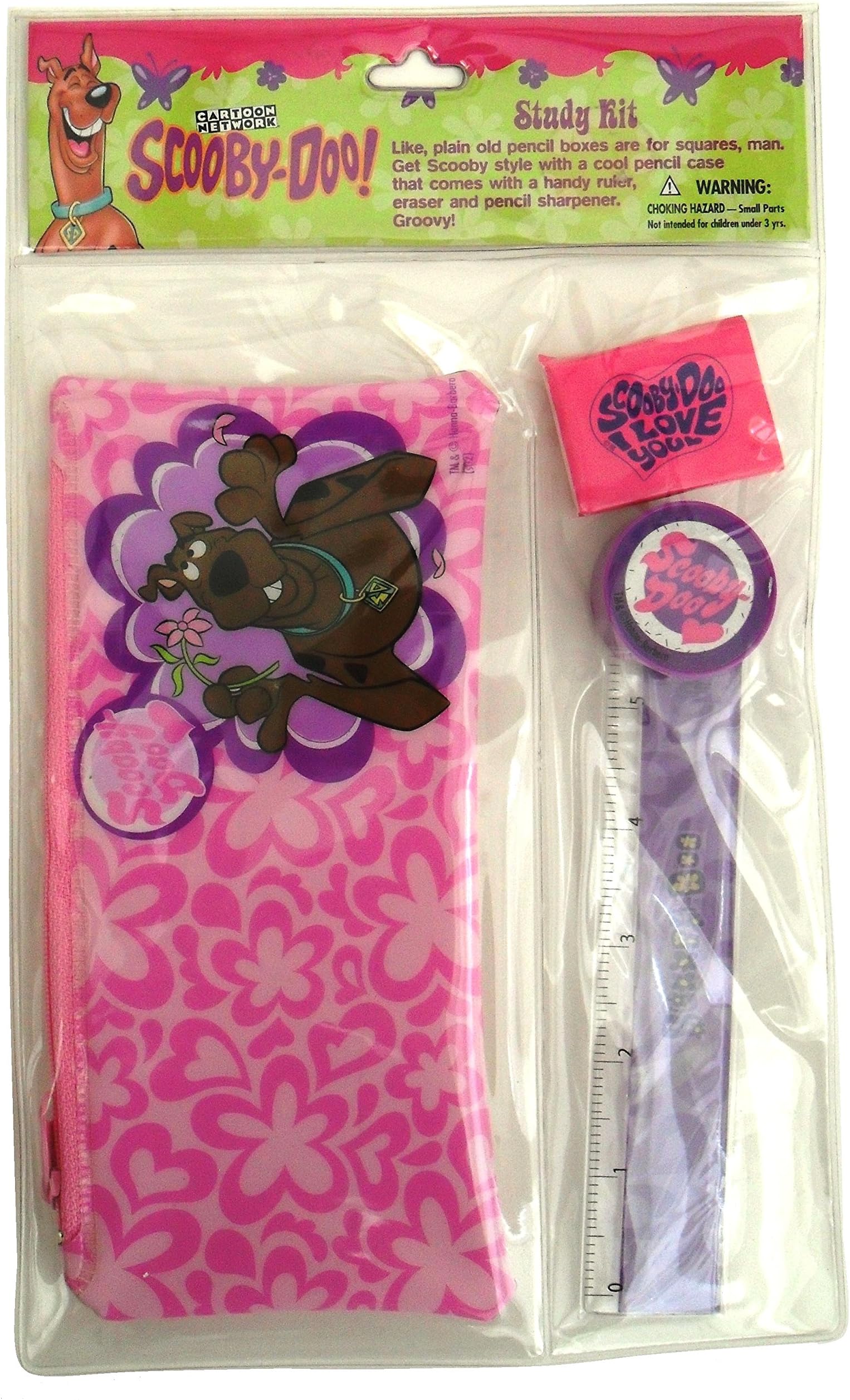 Scooby-Doo 4 Piece Study Kit - Ruler, Pencil Pouch, Pencil Sharpener & Eraser
