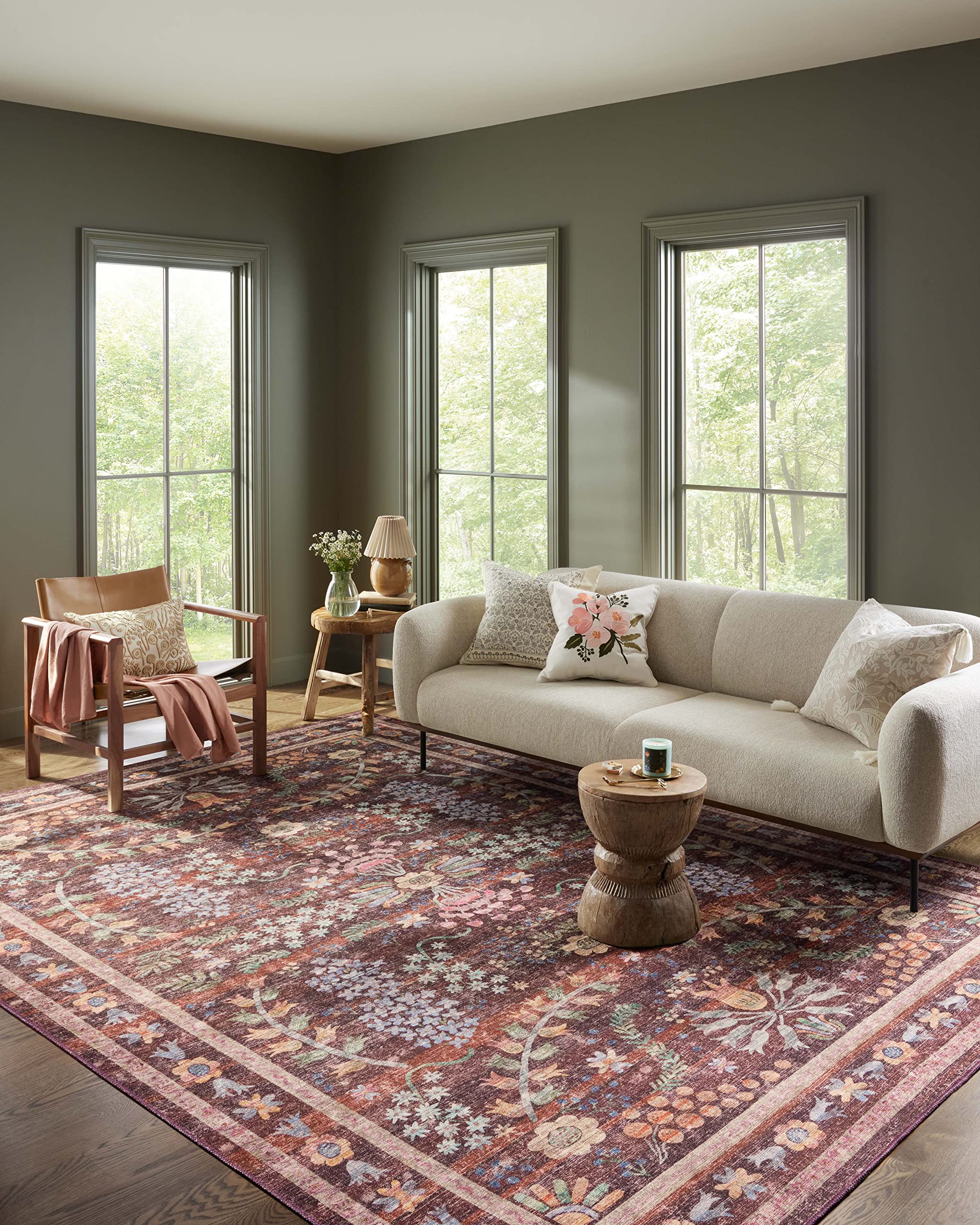 Photo 1 of Loloi Rifle Paper Co. Maison Collection MAO-06 Red 7'-6" x 9'-6", .19" Pile Height, Area Rug