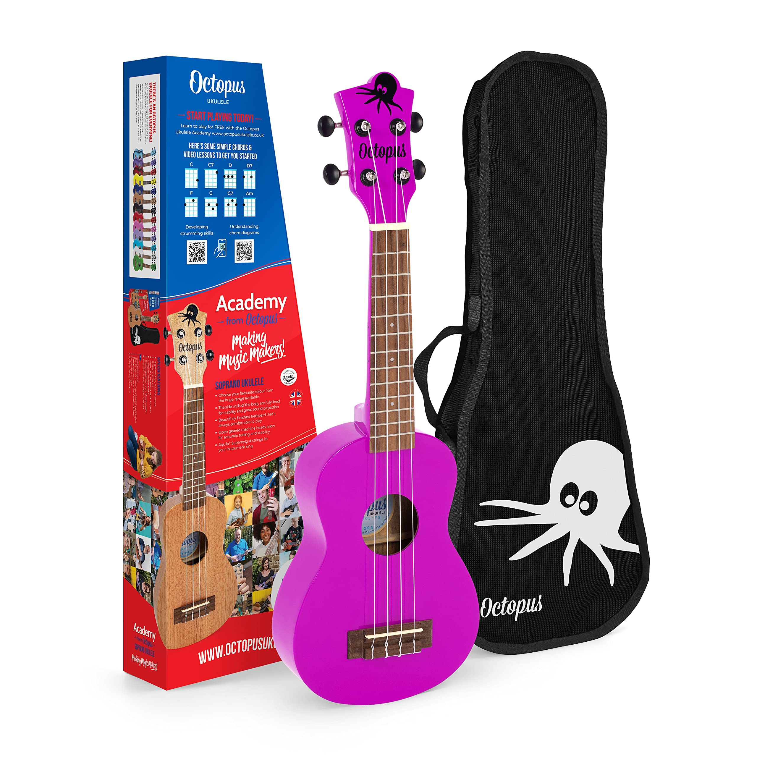 Octopus UK205-PK soprano ukulele in pink