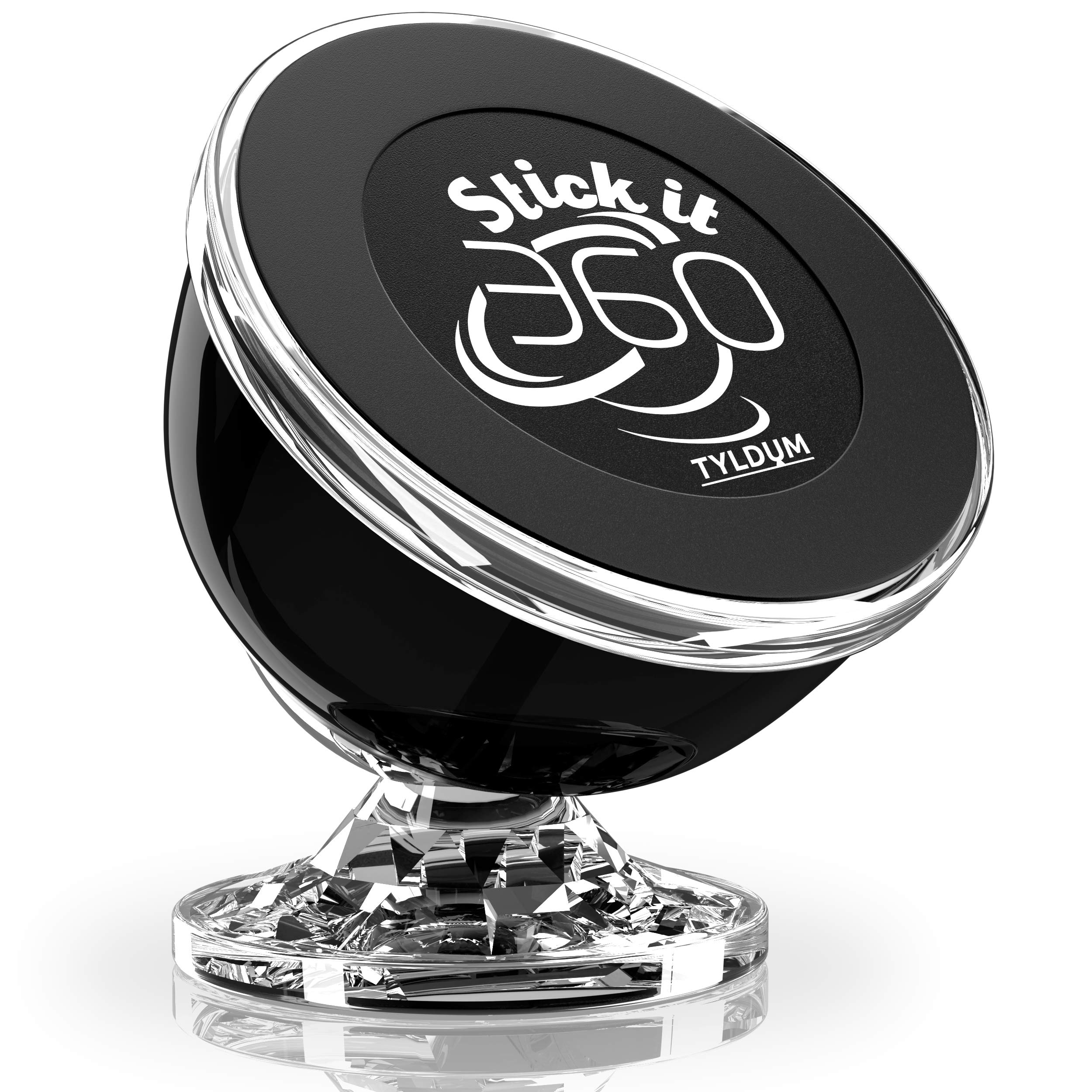 Universal Cell Phone Holder for Car, Magnetic Car Phone Mount 360 Rotation from Dashboard, 6 Strong Mobile Friendly Neo Magnets 21600 Gauss, Compatible with All Smartphones by Stick it 360 (Black)