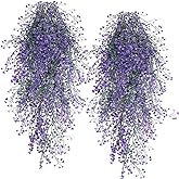 RECUTMS Vine Plant Fake 4 Pcs Ferns Plants Large Faux Artificial Hanging Plants Wall Plants Fake Ivy Room Decor Home Garden Wedding Party Indoor Outdoor Decorations(Purple 4P)