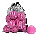 HPWFHPLF Tennis Balls, 12 Packs Practice Tennis Balls for Beginner, Training Playing Tennis Balls for Dogs, Come with Mesh Carry Bag