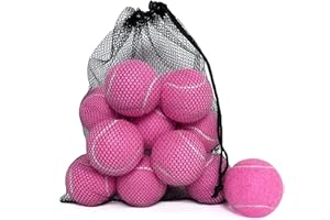 HPWFHPLF Tennis Balls, 12 Pack Advanced Training & Practice Tennis Balls for Beginners, Pet Dogs Playing Balls, Includes Mesh Carry Bag