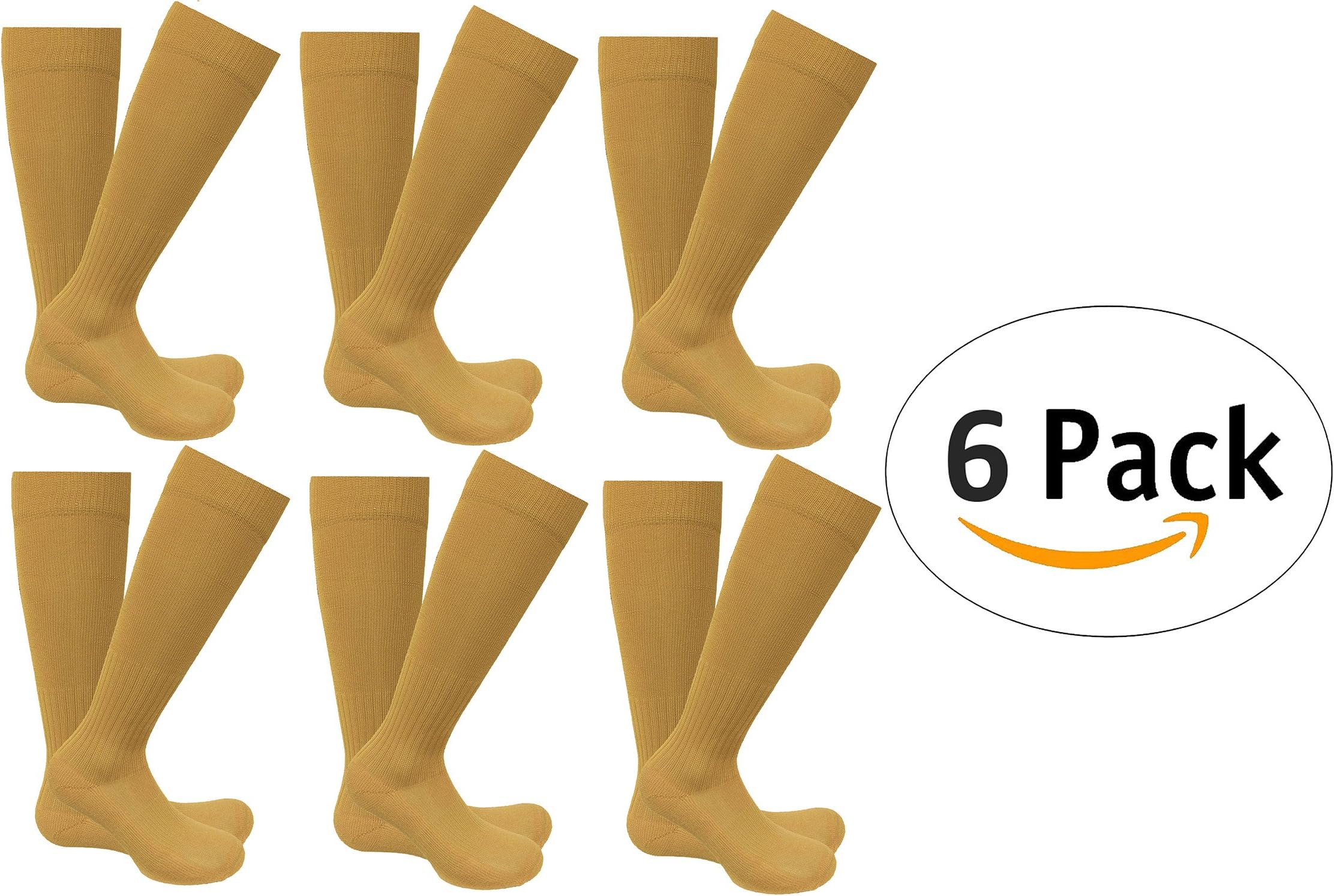 Unisex All-Day Comfort 6-Pack Compression Socks (L/XL, Beige)
