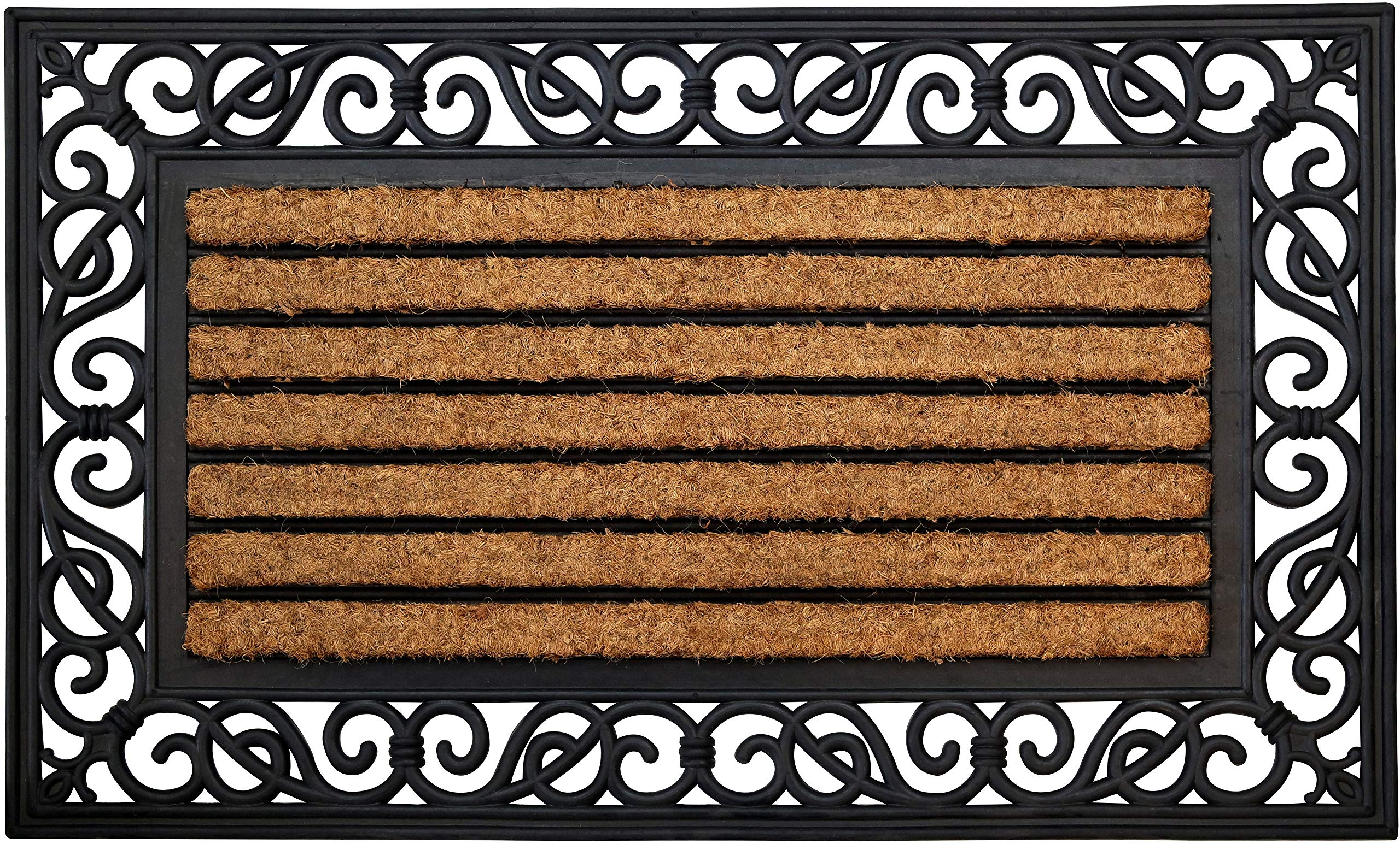 ID MAT 4575 Coral 85016 Natural Rectangular Design Doormat, Coconut Fibre/Rubber, Beige, 75 x 45 x 1.8 cm