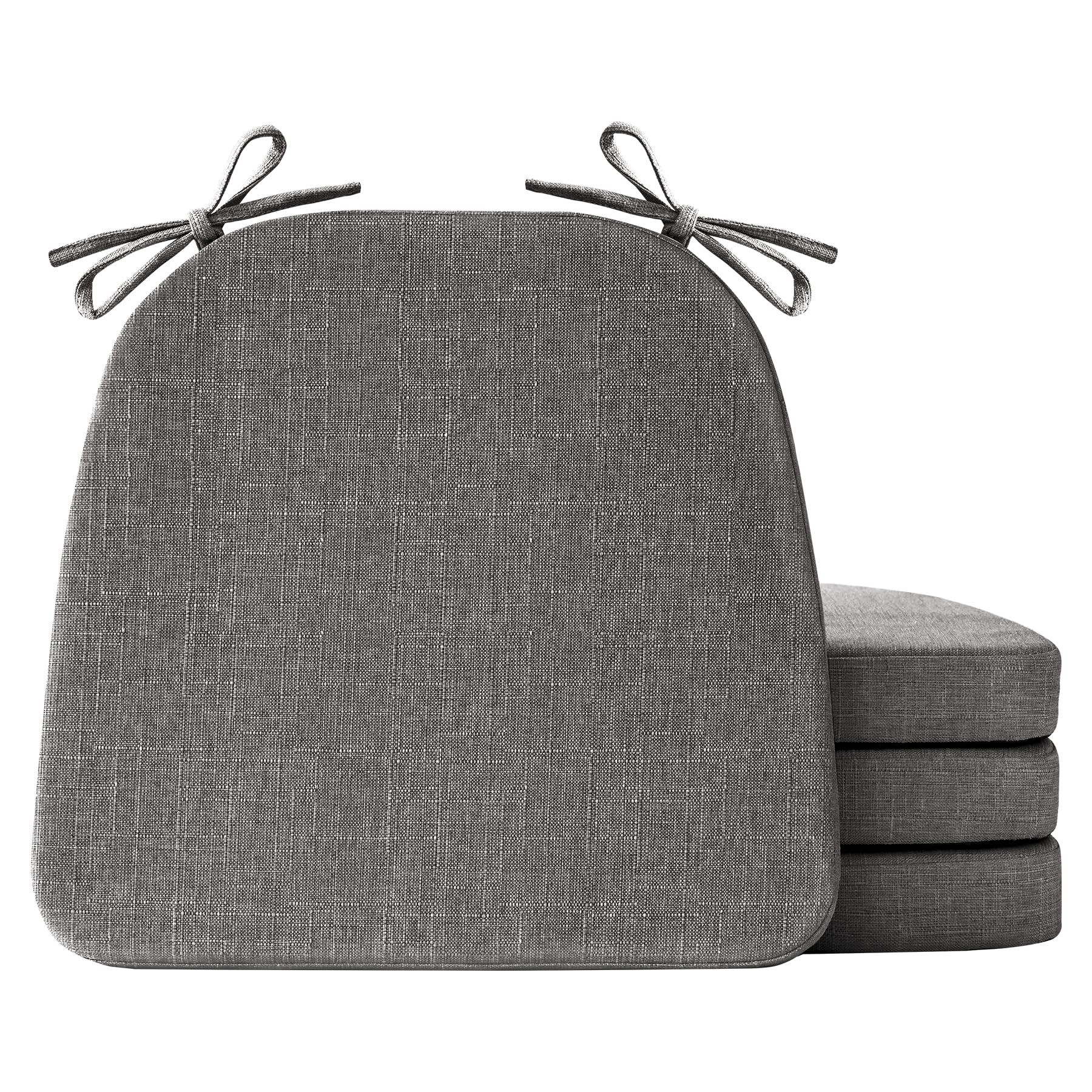 Photo 1 of IASEAHK Chair Cushions for Dining Chairs Set of 4, Non Slip Kitchen Chair Pads, 17" x 16" x 2", Indoor Dining Chair Cushions with Ties, D-Shaped Seat Cushions for Kitchen Chairs, Dark Grey