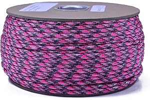 BORED? PARACORD! Bored Paracord - 1', 10', 25', 50', 100' Hanks & 250', 1000' Spools of Parachute 550 Cord Type III 7 Strand Paracord Well Over 300 Colors - Pink Camo - 100 Feet