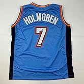 Facsimile Autographed Chet Holmgren Oklahoma City Blue Reprint Laser Auto Basketball Jersey Size Men's XL