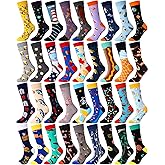 Vabean 36 Pairs Funny Men's Dress Socks Men's Novelty Crew Socks Cotton Dress Bulk Colorful Dress Set for Women Men