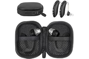 GETGEAR Designed Protective Case for Hearing Aid, Hearing Amplifier, Personal Sound Amplifier, Hearing Device, Listening Device, Strong Mini Case with Mesh pocket (Black)