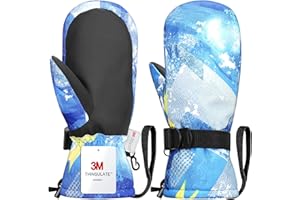 Odtmger Snow Mittens Waterproof Winter Ski Warm Gloves 3M Cotton Lined, Perfect for Couples & Family Winter Adventures