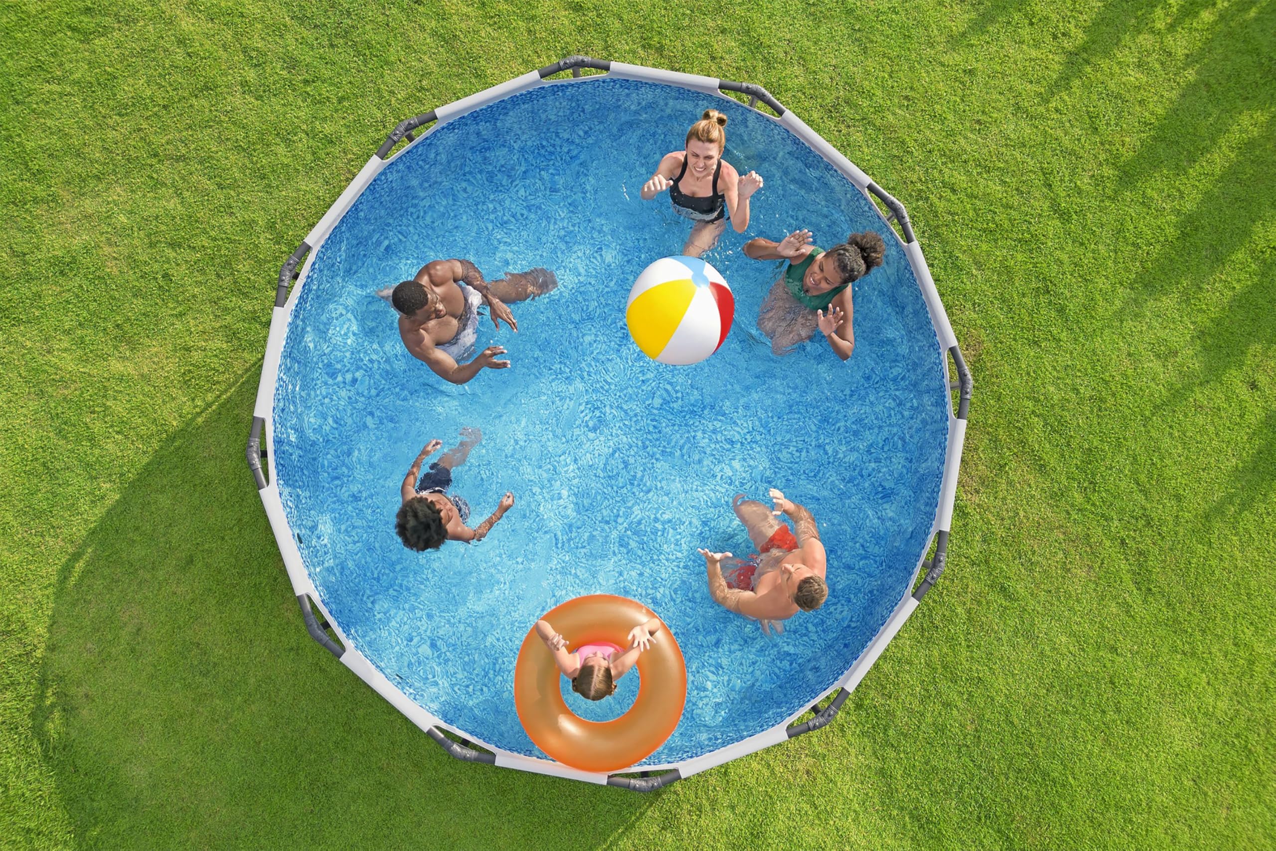Bestway® Steel Pro MAX™ Aufstellpool-Set mit Filterpumpe Ø 366 x 100 cm, lichtgrau, rund 4