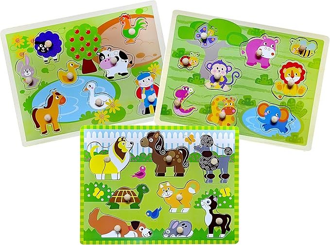 Toddler Puzzles Wooden Peg Puzzle for Kids 1 2 3 Years Old