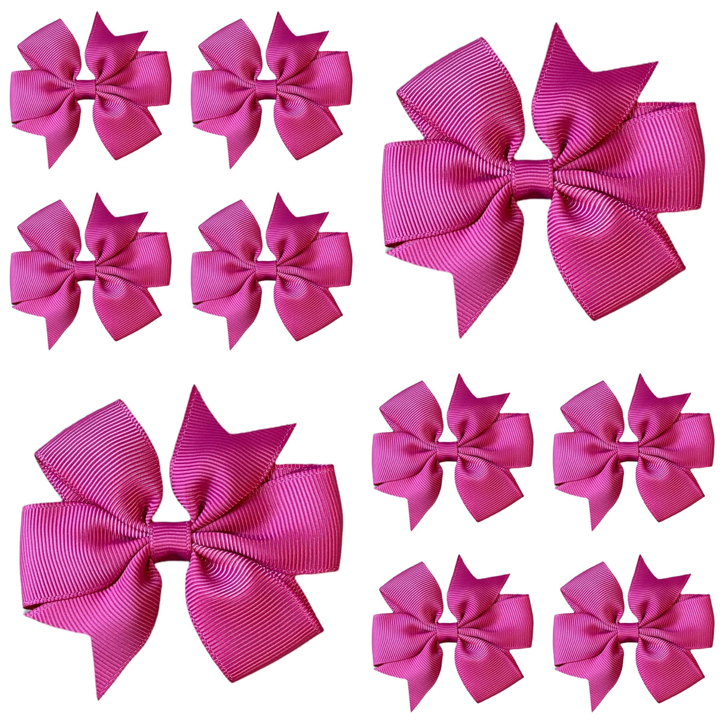 10pcs Grape Hair Bows Clips Slides Grips 3" inch Pinwheel Solid Vibrant Colour Girls Hairbows