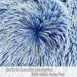 LIFEREVO Fluffy Faux Fur Bean Bag Chair Cover Blue
