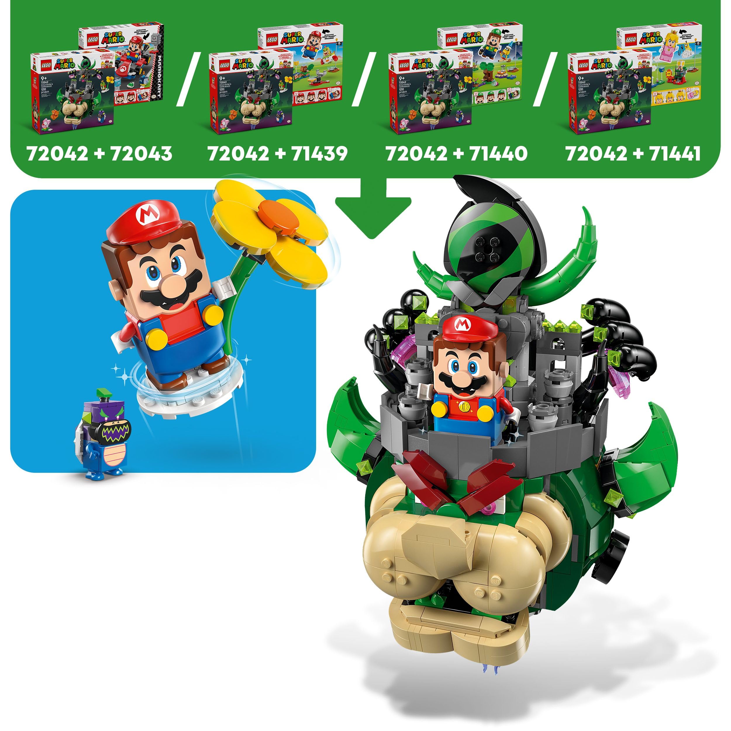 LEGO Super Mario Prinz Florian & Schloss Bowser - Interaktives Spielzeug mit 4 Figuren - Pinker Yoshi & Stand zum Spielen & Ausstellen - Gamer Geschenk für Jungen & Mädchen ab 9 Jahren - 72042 5