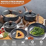 Nuovva Non Stick Pots and Pans Set Induction 8pc Marble Coating with Lids view 3