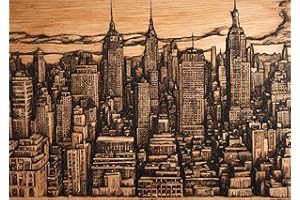 MESARTDECOUPAGE Sticky Rice Paper for Decoupage, Decoupage Paper for Furniture, Mulberry Paper, Craft Supplies, Mix Media, Scrapbooking, Wood Burning Pattern, New York City View, Size 11,22″ to 15,55″ (Nine)