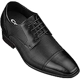 CALTO Men's Invisible Height Increasing Elevator Shoes - Black Premium Leather Lace-up Formal Oxfords - 3.2 Inches Taller - Y40552 - Size 8 D(M) US
